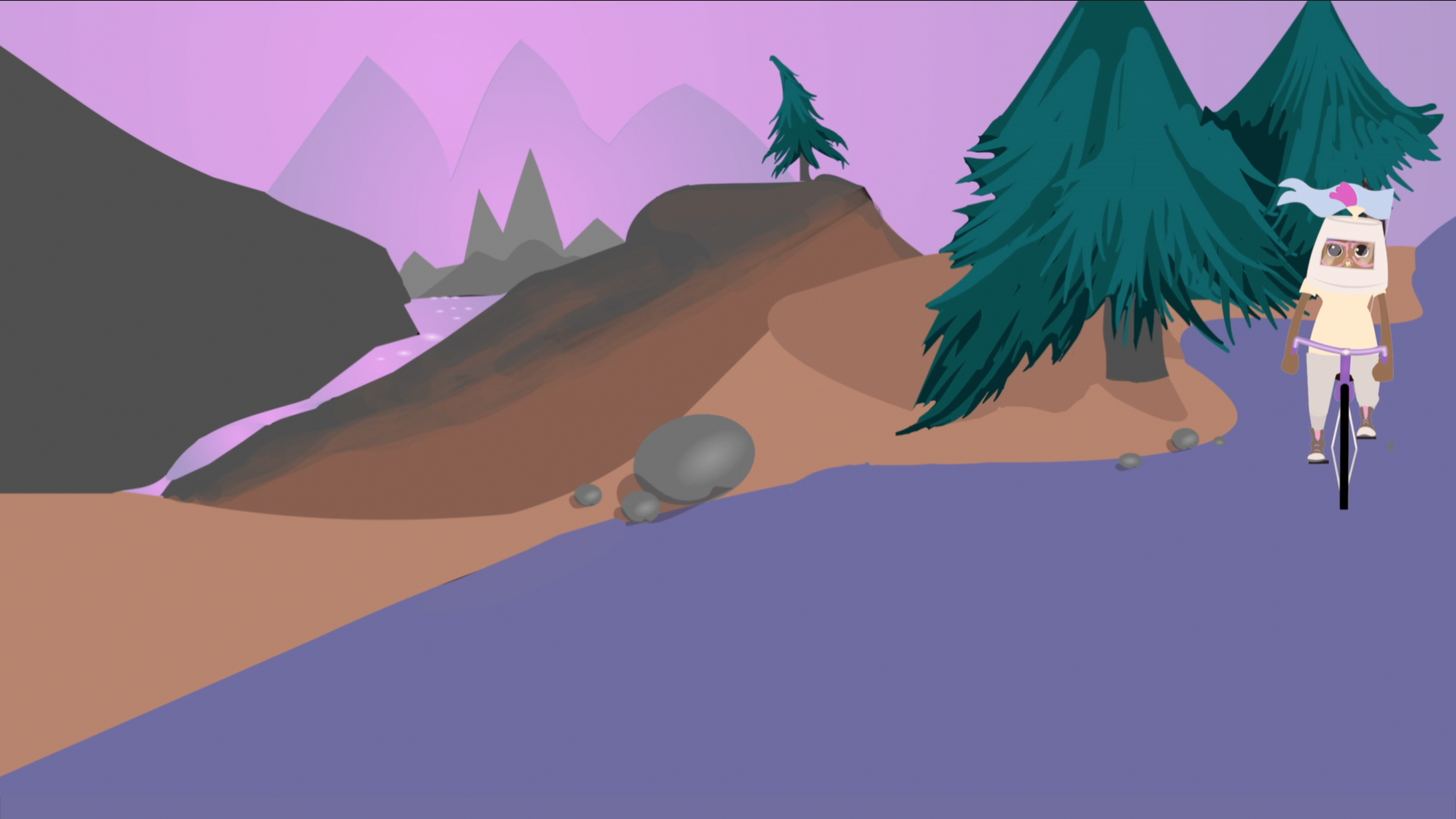 My Hero - Girl cycling down a country lane in a fairy tale landscape, dressed as a knight